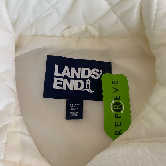 LANDS’ END winter white ivory creme Puffer vest Size M NWT - Picture 2 of 10